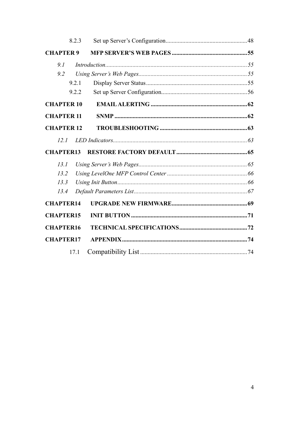 LevelOne FPS-3003 User Manual | Page 4 / 75