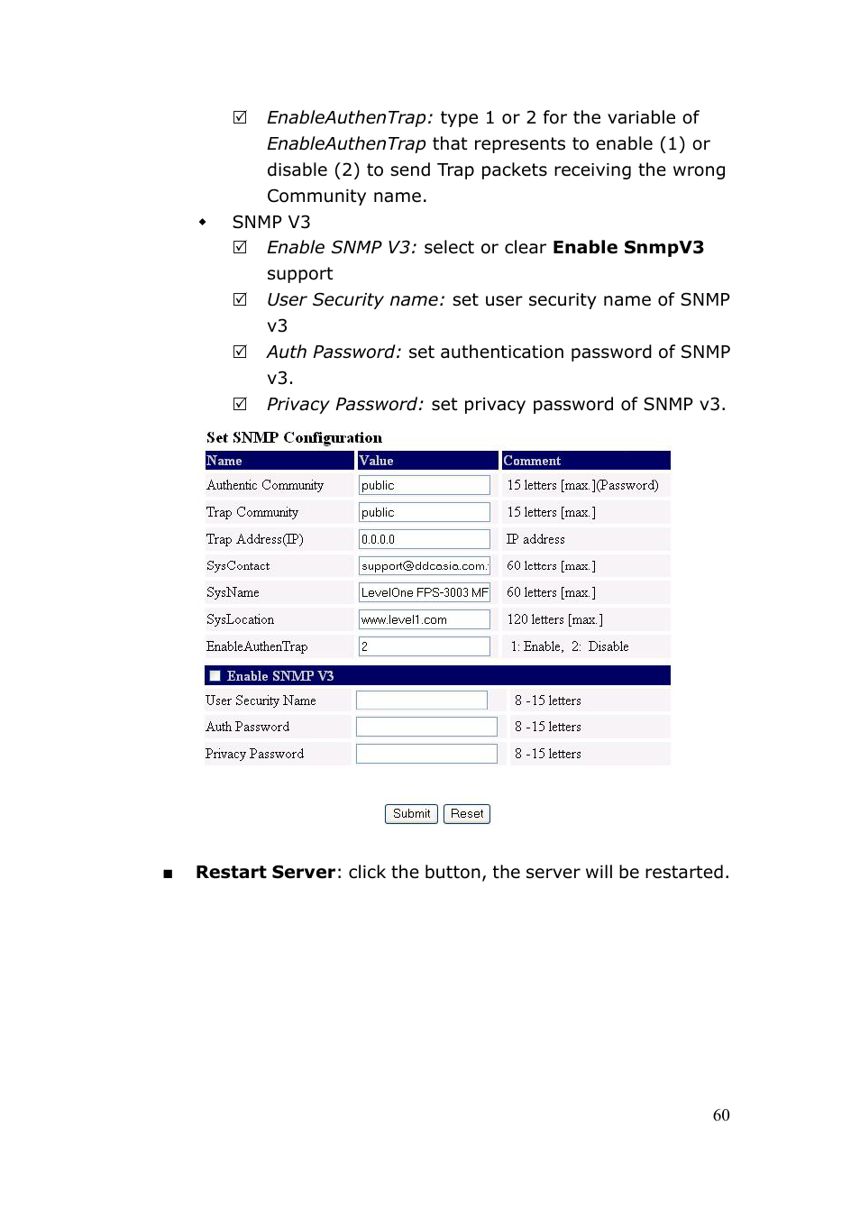 LevelOne FPS-3003 User Manual | Page 60 / 75
