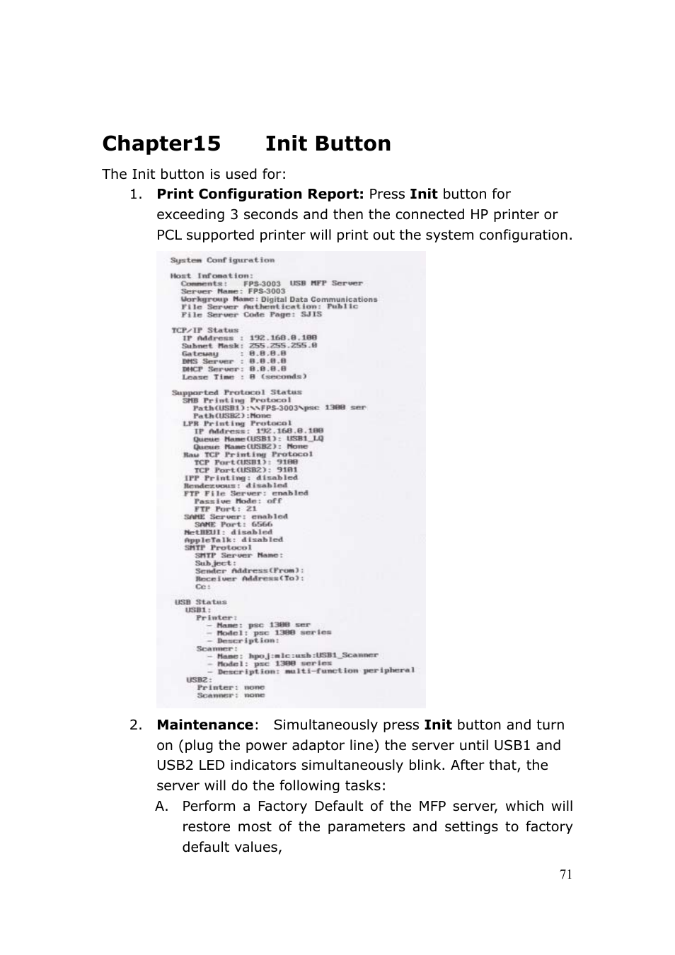 Chapter15 init button | LevelOne FPS-3003 User Manual | Page 71 / 75