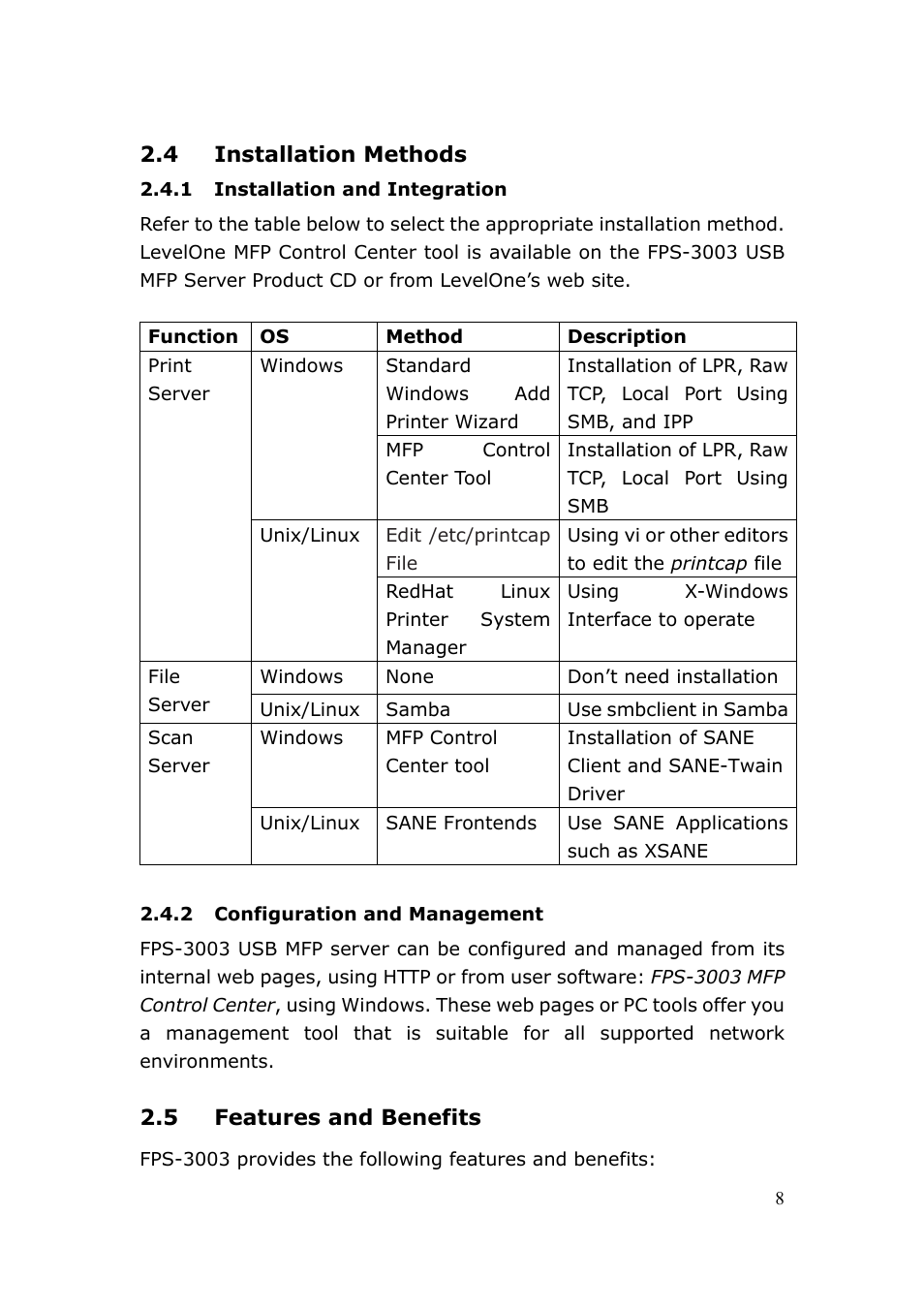 LevelOne FPS-3003 User Manual | Page 8 / 75