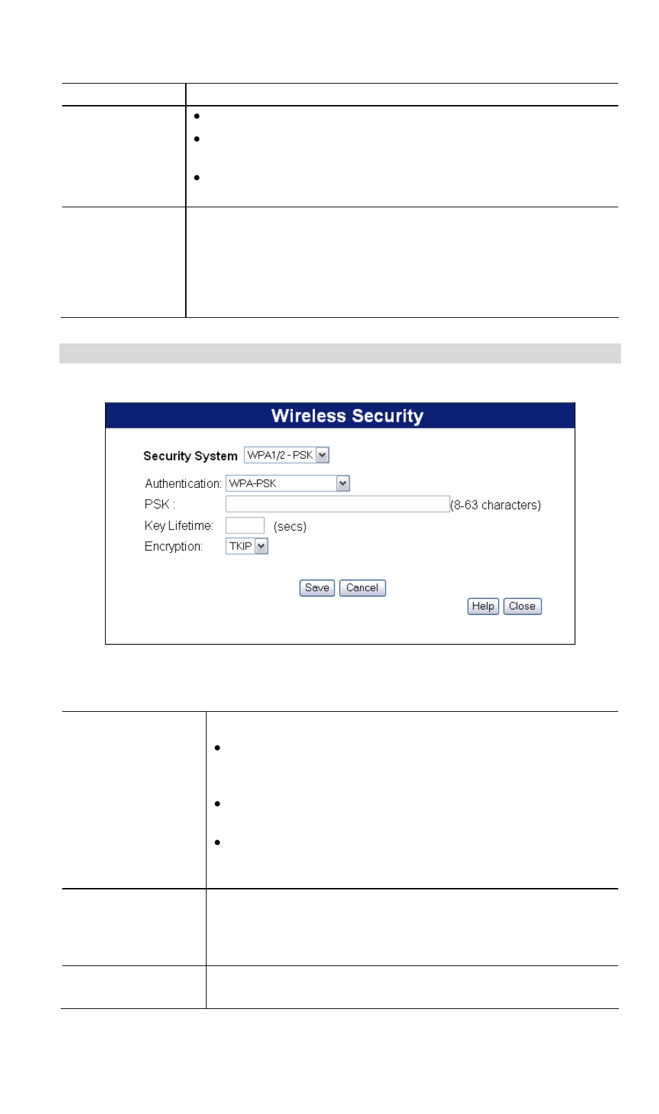 Wireless security - wpa1/2-psk, Data - wpa1/2-psk screen | LevelOne NetCon WBR-3408 User Manual | Page 24 / 106