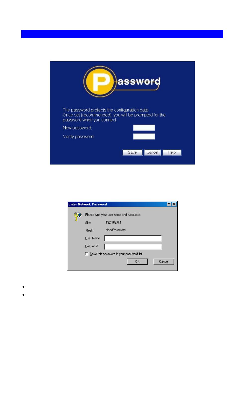 Password screen | LevelOne NetCon WBR-3408 User Manual | Page 26 / 106