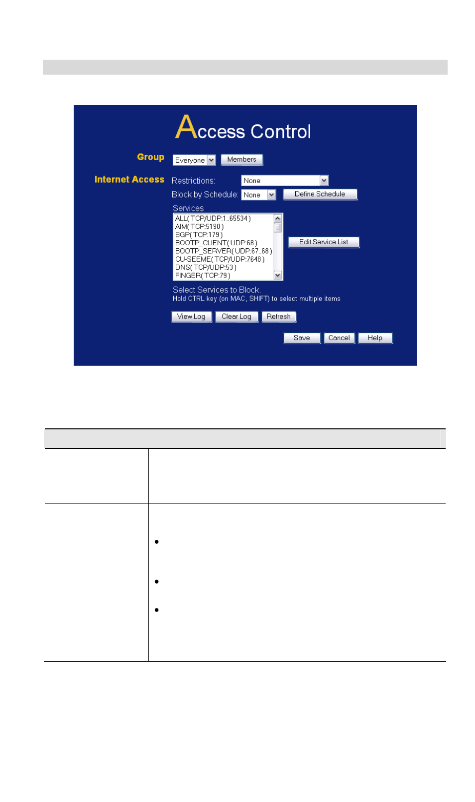 Access control screen, Data - access control screen | LevelOne NetCon WBR-3408 User Manual | Page 51 / 106