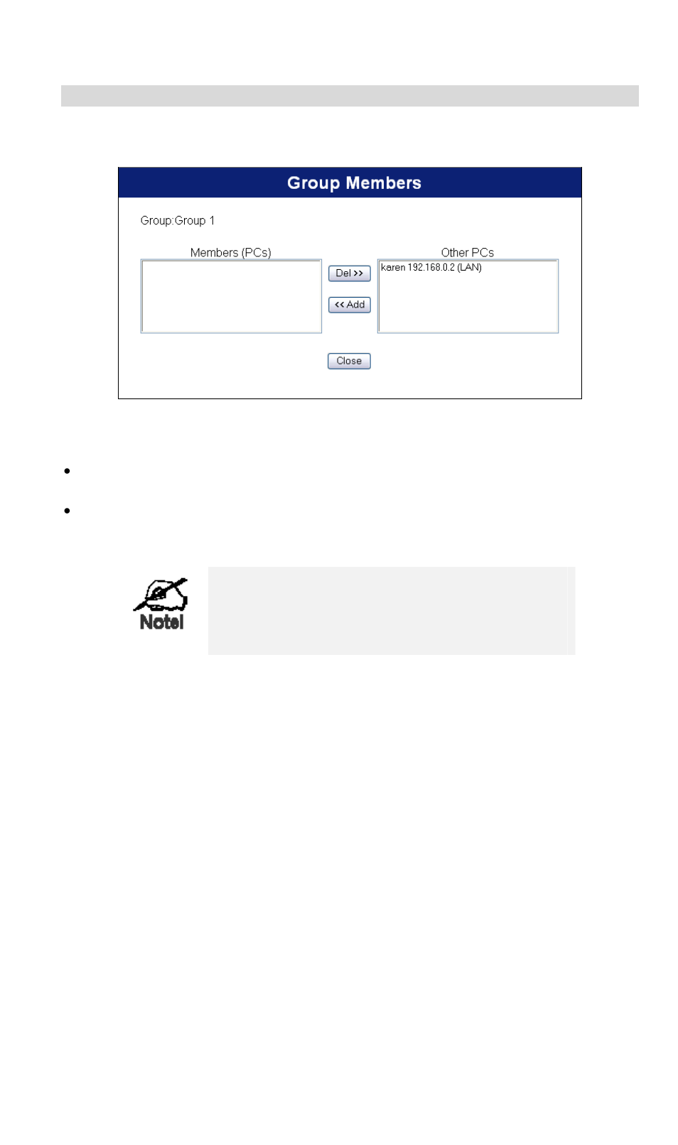 Group members screen | LevelOne NetCon WBR-3408 User Manual | Page 53 / 106