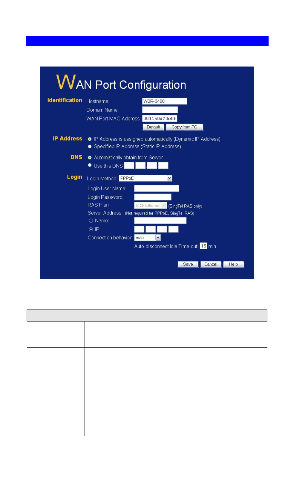 Wan port configuration, Data - wan port screen | LevelOne NetCon WBR-3408 User Manual | Page 69 / 106