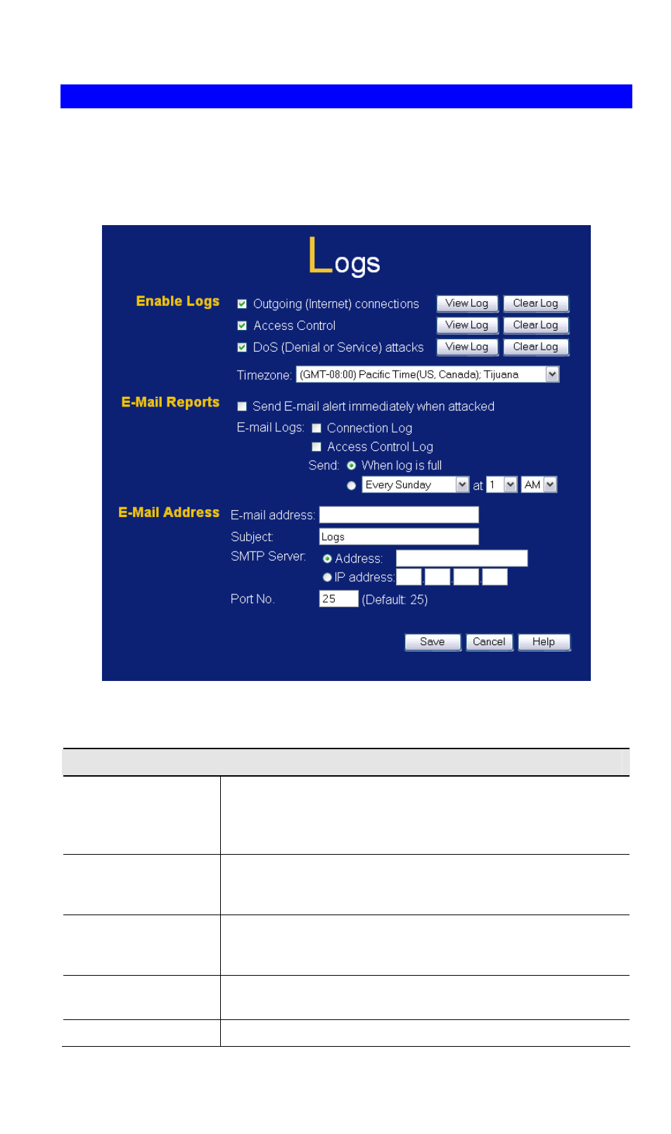 Logs, Data - logs screen | LevelOne NetCon WBR-3408 User Manual | Page 75 / 106