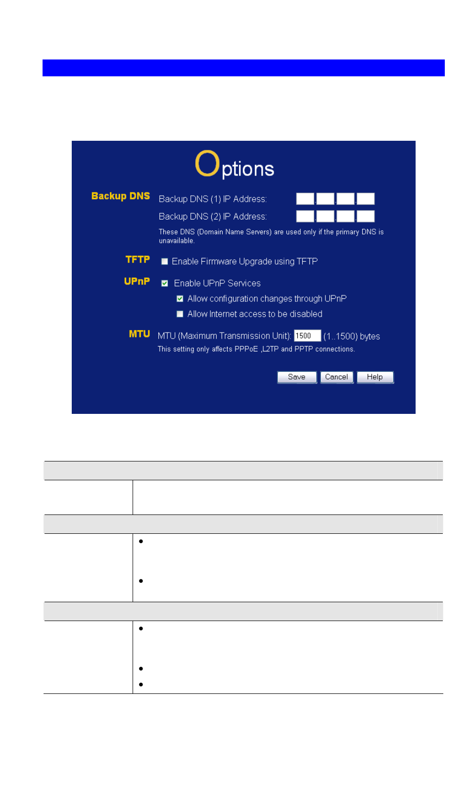 Options, Data - options screen | LevelOne NetCon WBR-3408 User Manual | Page 79 / 106