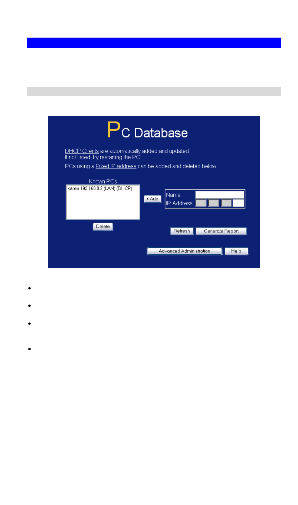 Pc database, Pc database screen | LevelOne NetCon WBR-3408 User Manual | Page 81 / 106