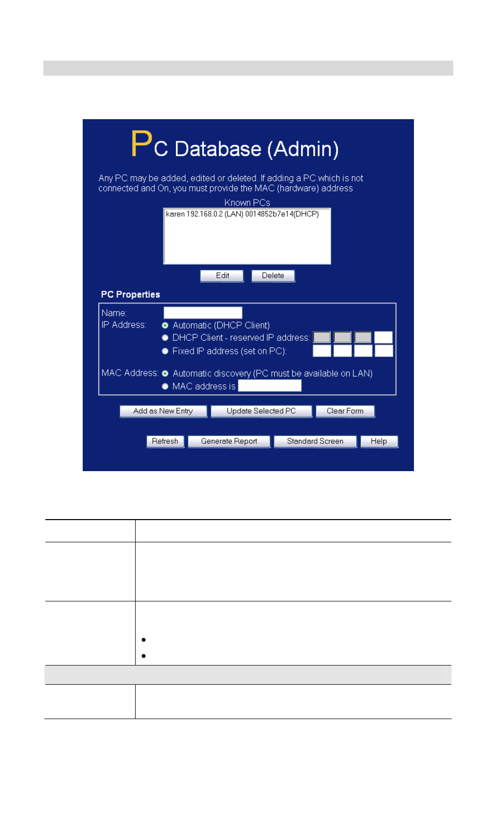 Advanced pc database, Data - advanced pc database screen | LevelOne NetCon WBR-3408 User Manual | Page 83 / 106