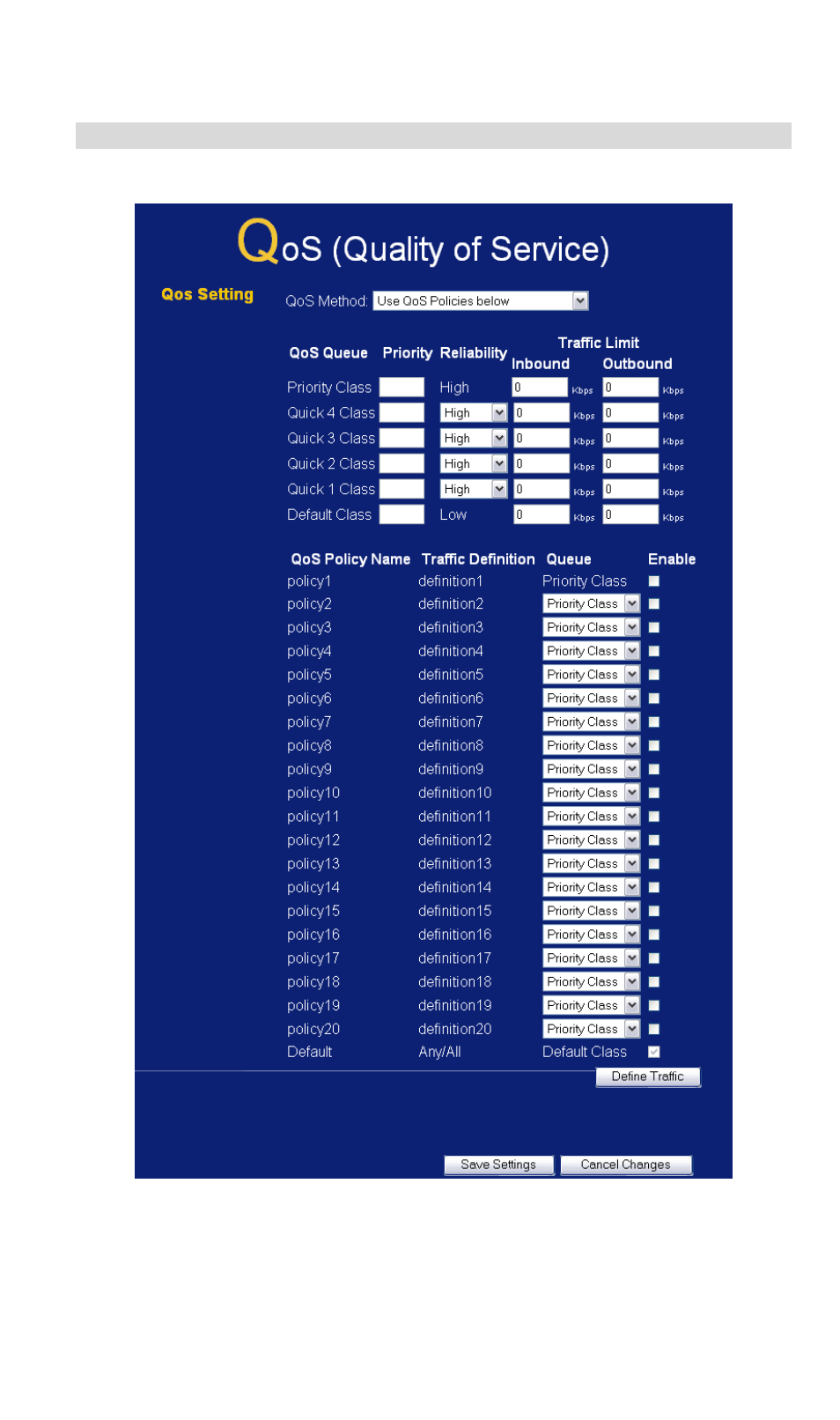 Advanced settings screen | LevelOne NetCon WBR-3408 User Manual | Page 86 / 106