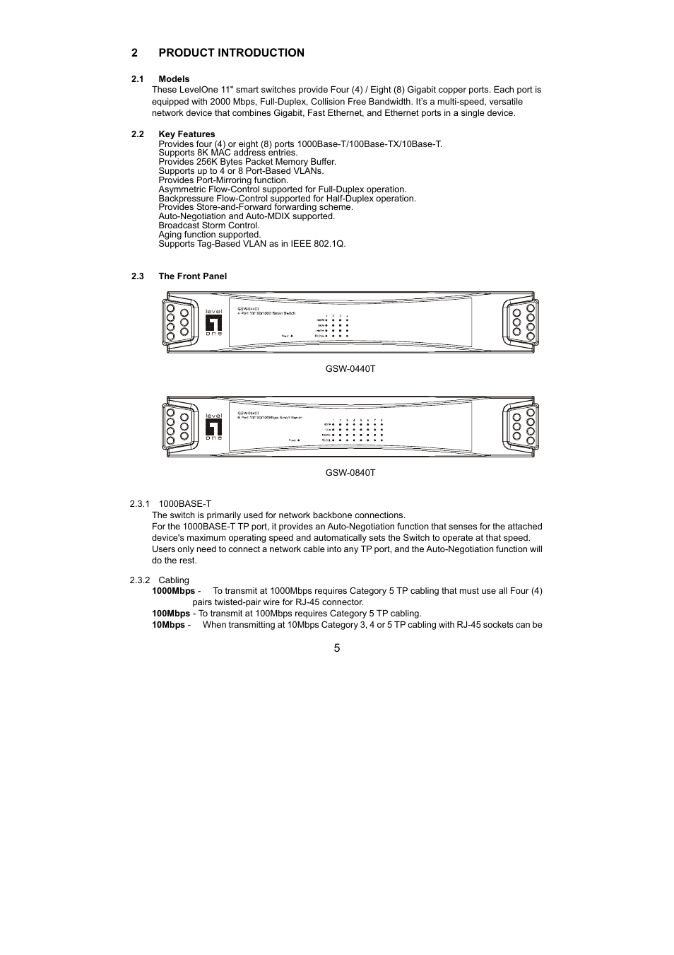 LevelOne OfficeCon GSW-0440T User Manual | Page 5 / 21