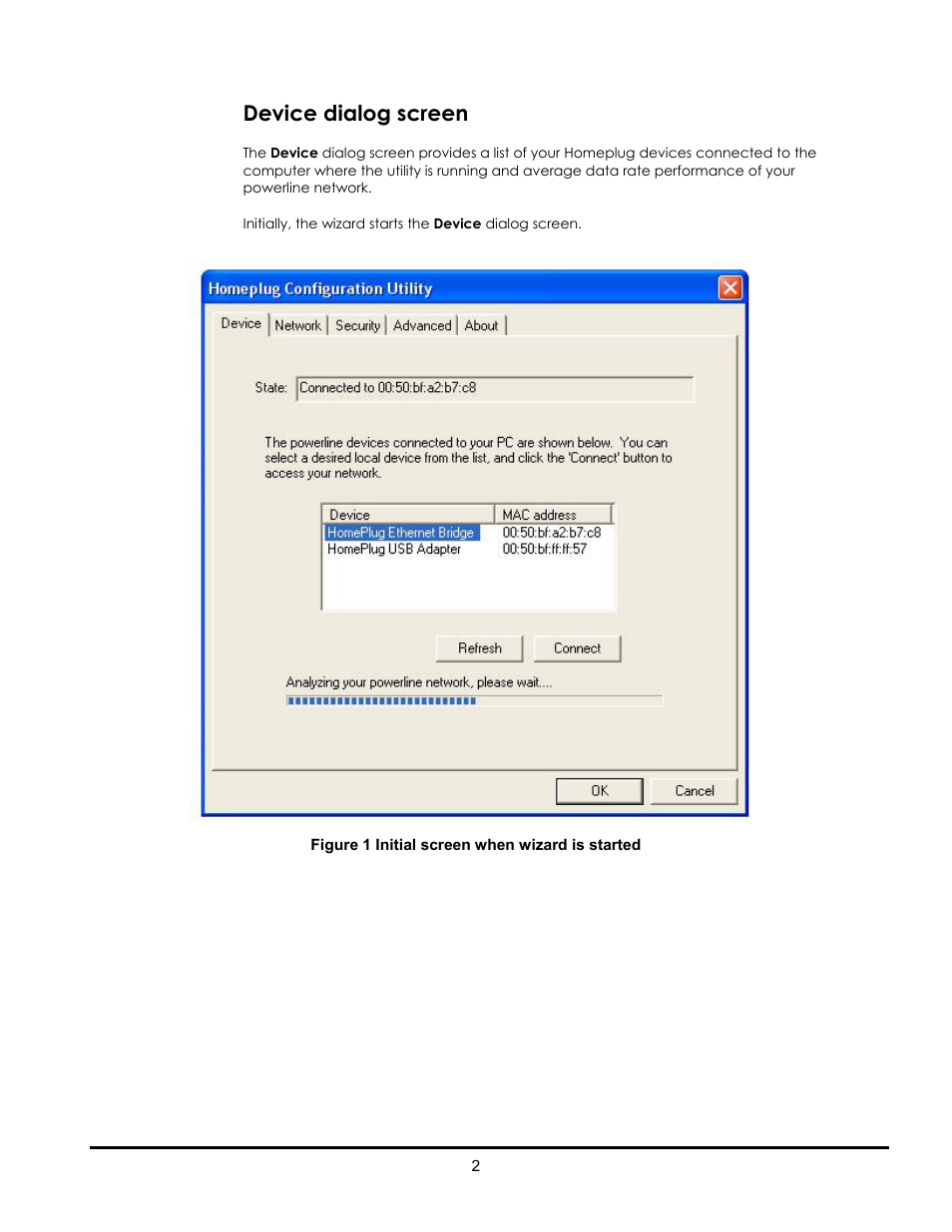 Device dialog screen | LevelOne PLI-2000 User Manual | Page 3 / 8