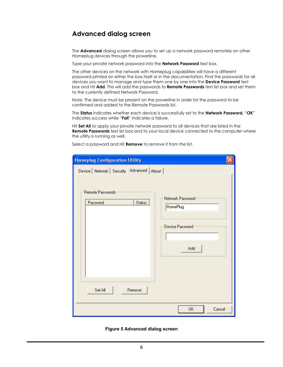 Advanced dialog screen | LevelOne PLI-2000 User Manual | Page 7 / 8