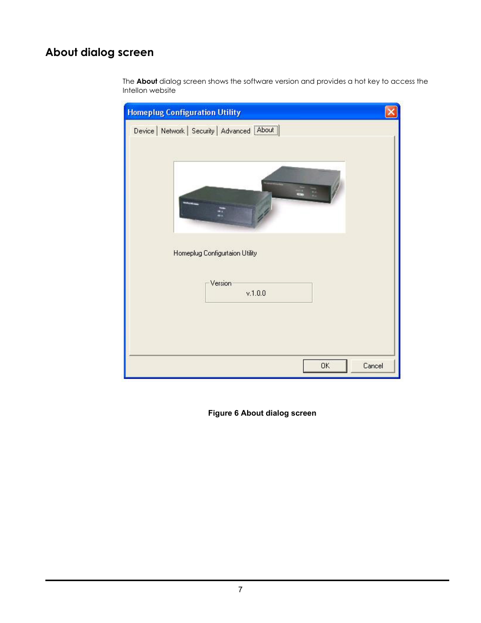 About dialog screen | LevelOne PLI-2000 User Manual | Page 8 / 8