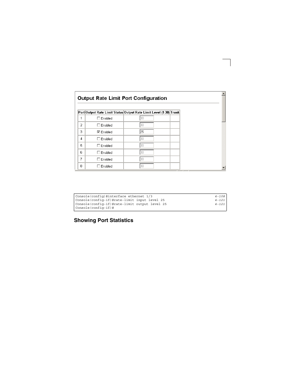 Showing port statistics, Figure 3-51, Output rate limit port configuration | LevelOne GSW-2692 User Manual | Page 121 / 390