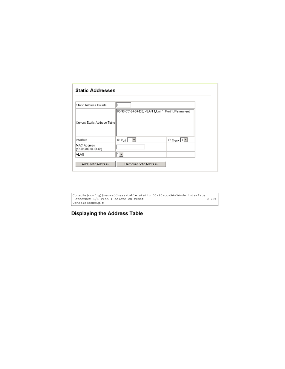 Displaying the address table, Figure 3-53, Configuring a static address table | LevelOne GSW-2692 User Manual | Page 127 / 390