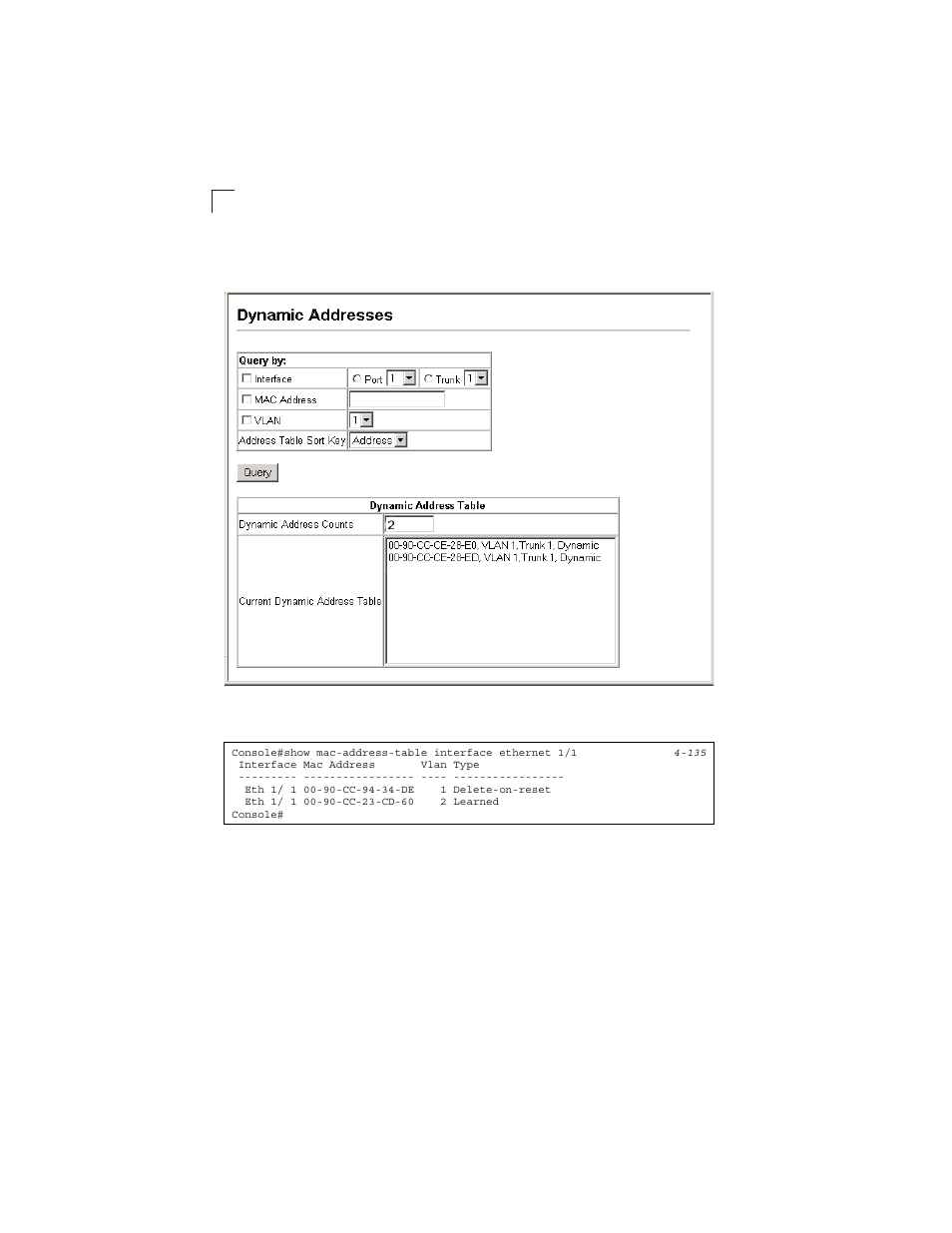 Figure 3-54, Configuring a dynamic address table | LevelOne GSW-2692 User Manual | Page 128 / 390