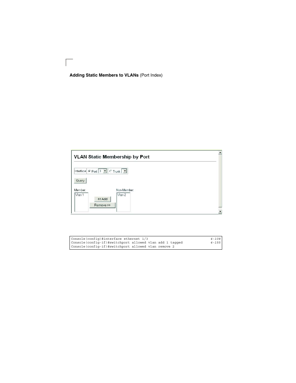 Adding static members to vlans (port index), Figure 3-65, Vlan static membership by port | LevelOne GSW-2692 User Manual | Page 150 / 390
