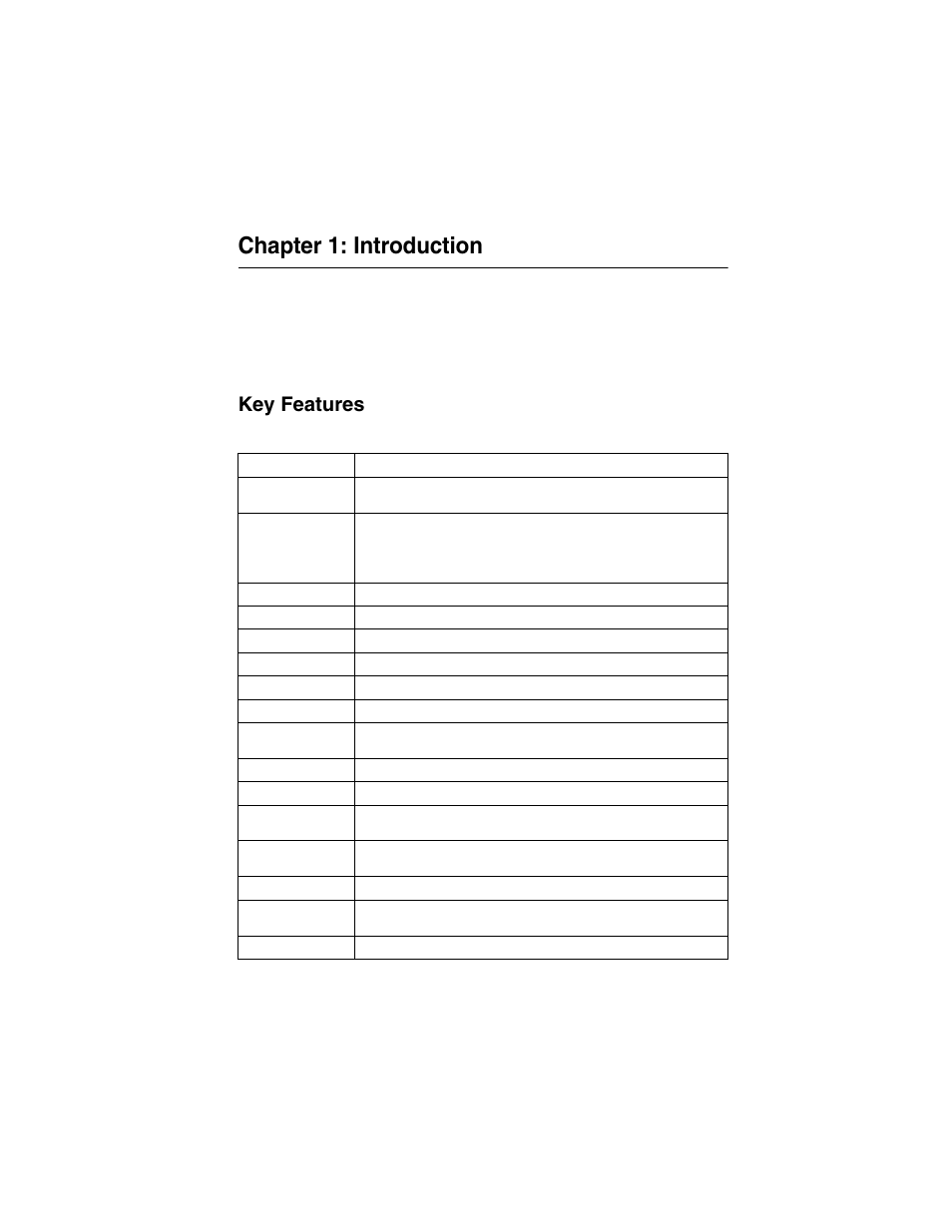 Chapter 1: introduction, Key features, Chapter 1: introduction 1-1 | Table 1-1 | LevelOne GSW-2692 User Manual | Page 19 / 390