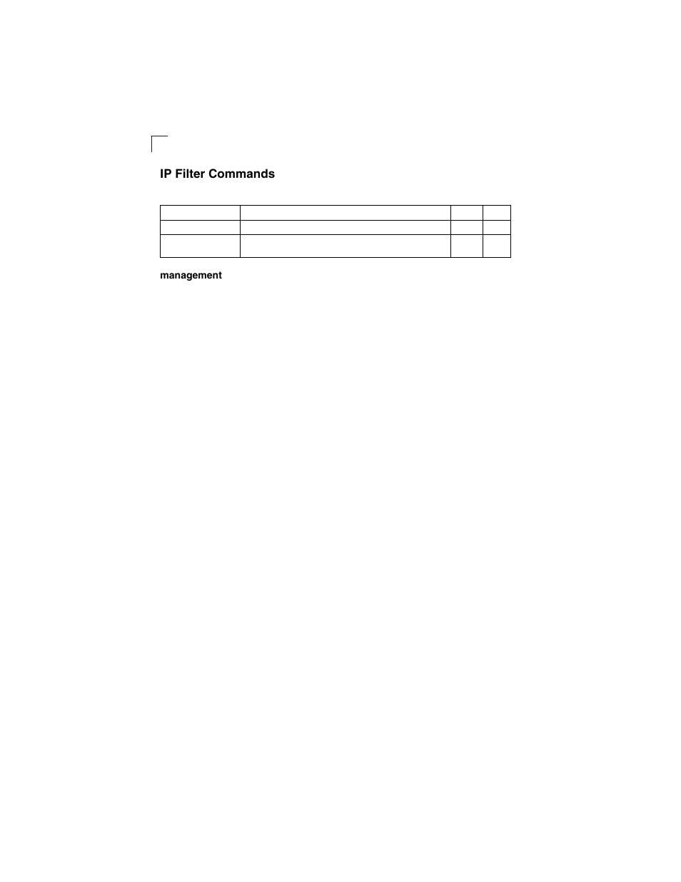Ip filter commands, Management, Management 4-28 | Table 4-11 | LevelOne GSW-2692 User Manual | Page 206 / 390