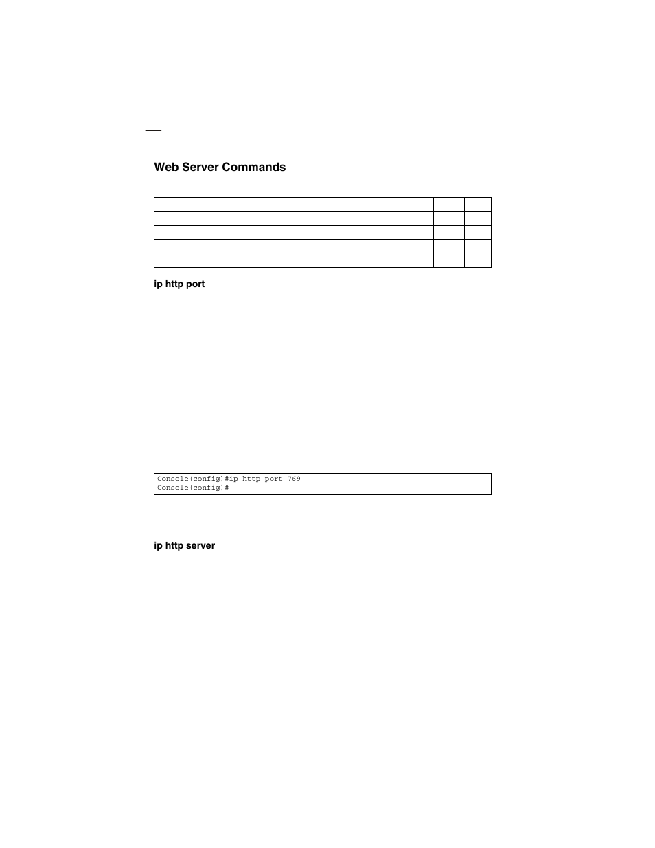 Web server commands, Ip http port, Ip http server | Table 4-12 | LevelOne GSW-2692 User Manual | Page 208 / 390