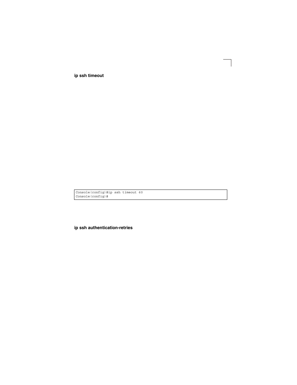 Ip ssh timeout, Ip ssh authentication-retries | LevelOne GSW-2692 User Manual | Page 215 / 390