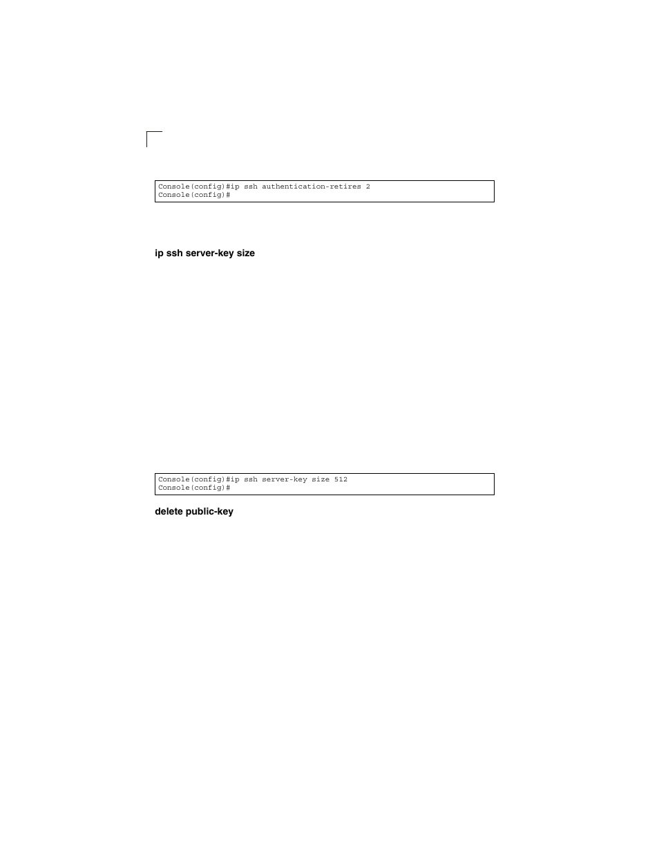 Ip ssh server-key size, Delete public-key | LevelOne GSW-2692 User Manual | Page 216 / 390