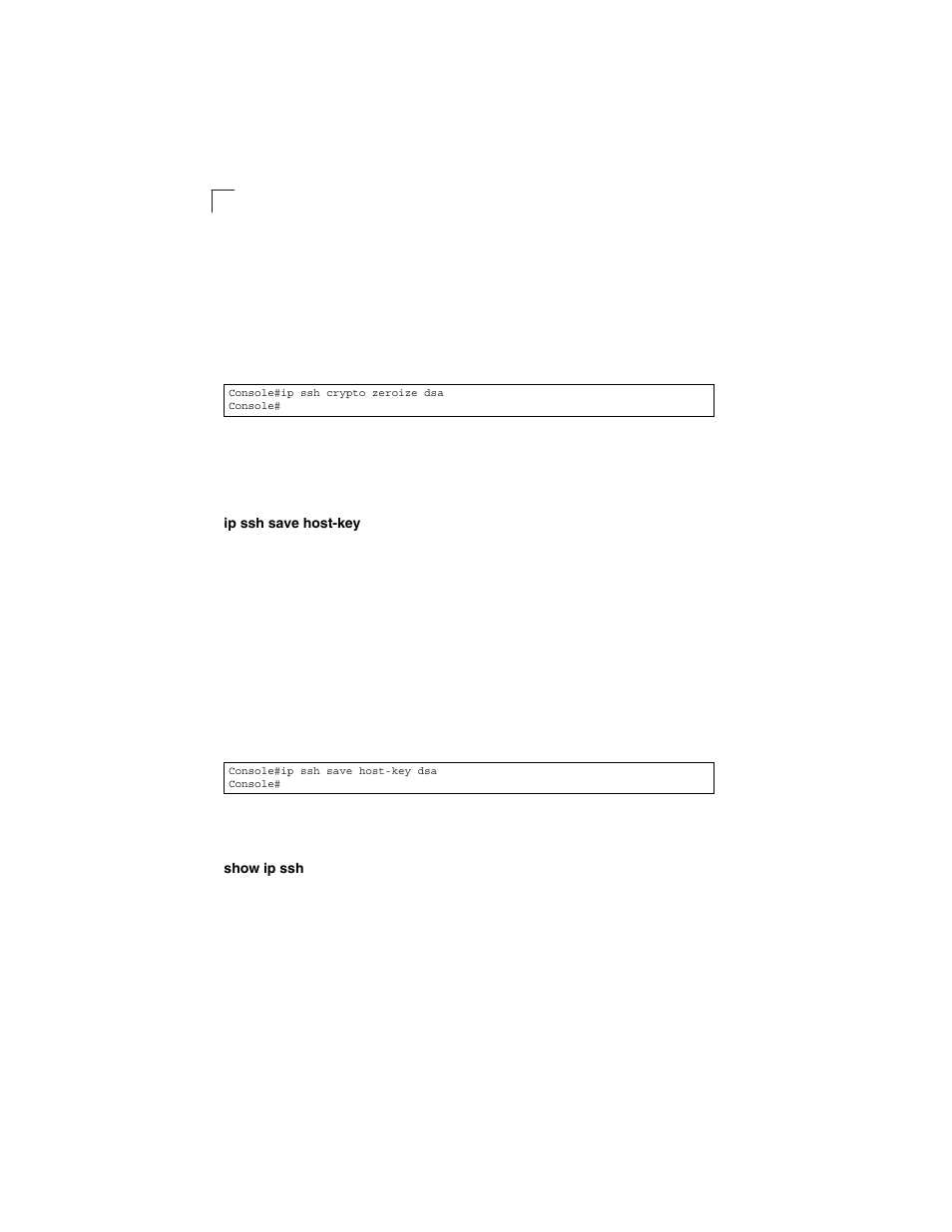 Ip ssh save host-key, Show ip ssh, Ip ssh | Save host-key, Ip ssh save host-key (4-40) | LevelOne GSW-2692 User Manual | Page 218 / 390