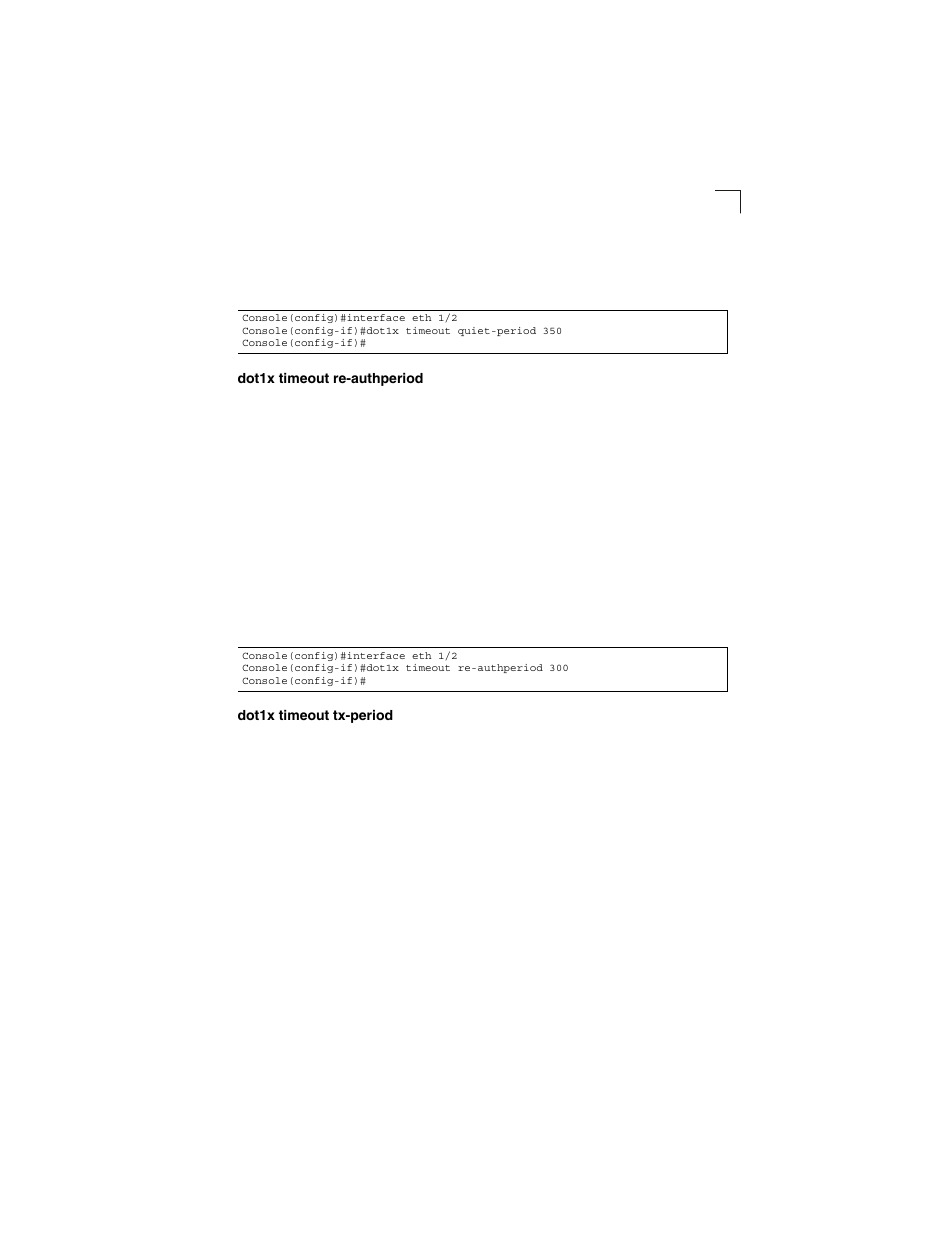 Dot1x timeout re-authperiod, Dot1x timeout tx-period | LevelOne GSW-2692 User Manual | Page 263 / 390