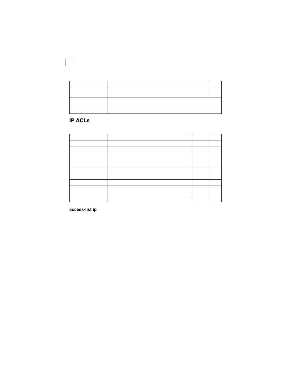 Ip acls, Access-list ip, Table 4-34 | Table 4-33, Access control lists | LevelOne GSW-2692 User Manual | Page 268 / 390