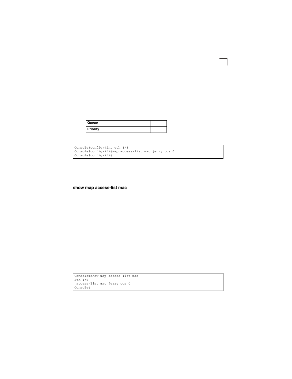Show map access-list mac, Table 4-37, Egress queue priority mapping | LevelOne GSW-2692 User Manual | Page 279 / 390
