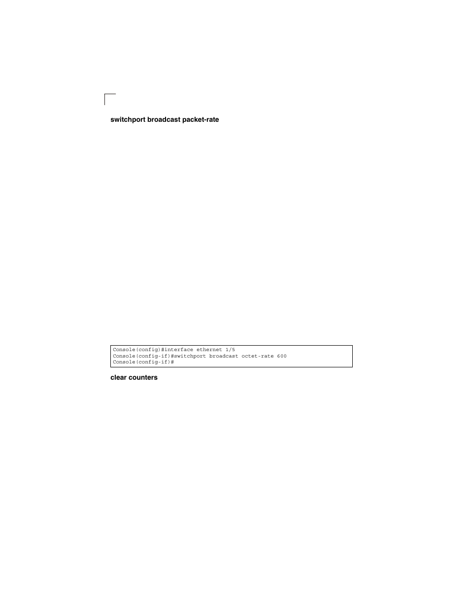 Switchport broadcast packet-rate, Clear counters | LevelOne GSW-2692 User Manual | Page 292 / 390