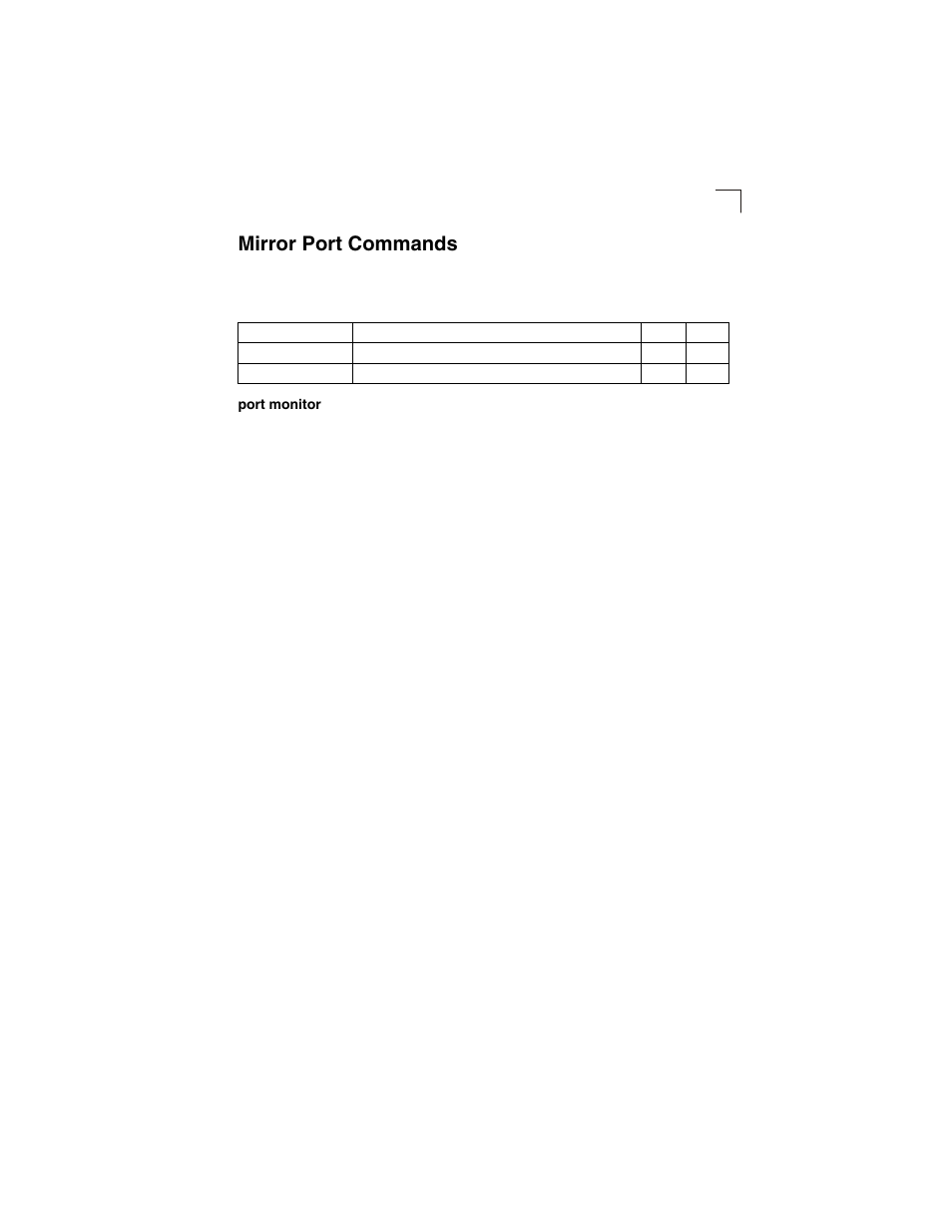Mirror port commands, Port monitor, Table 4-42 | LevelOne GSW-2692 User Manual | Page 297 / 390