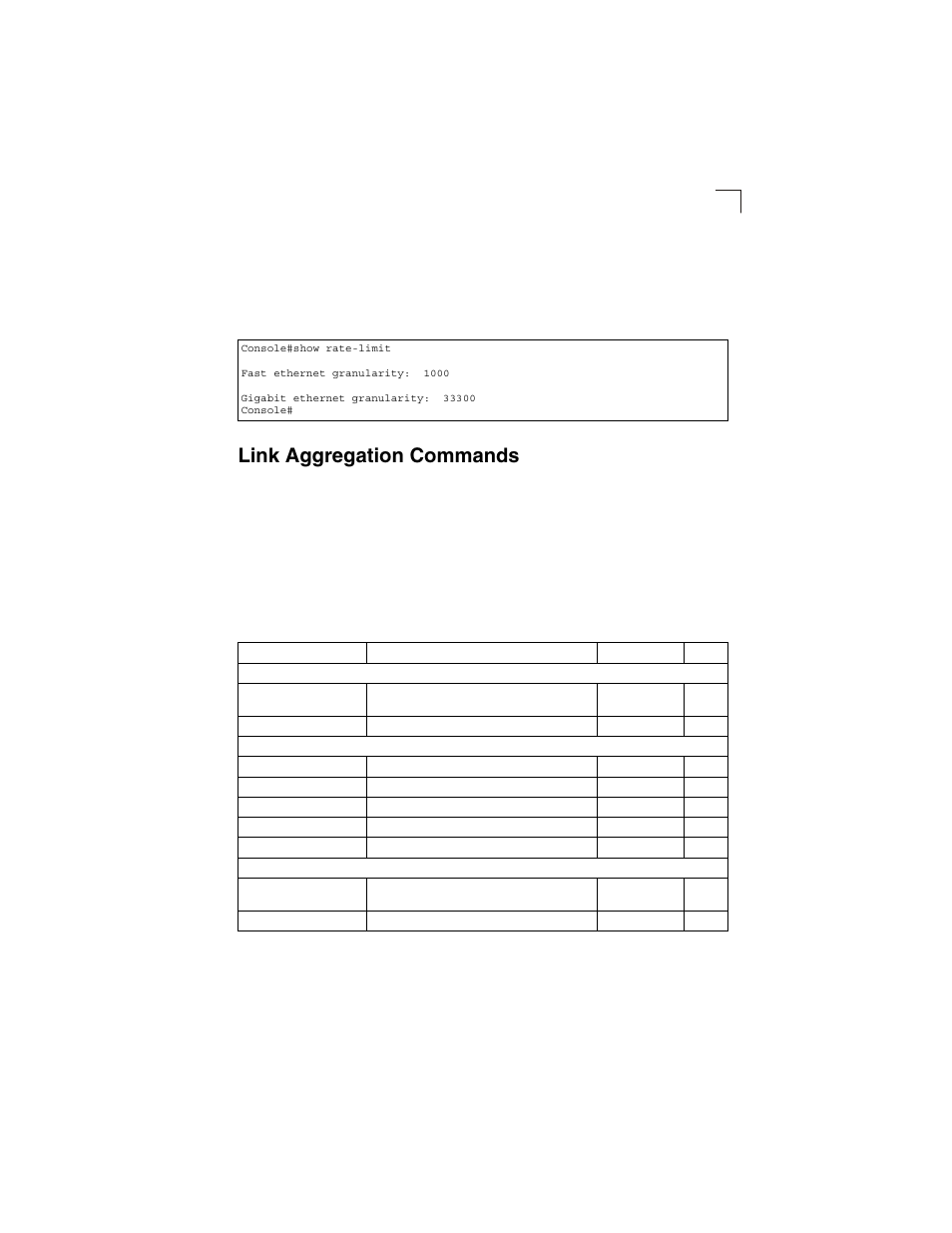 Link aggregation commands, Table 4-44 | LevelOne GSW-2692 User Manual | Page 301 / 390