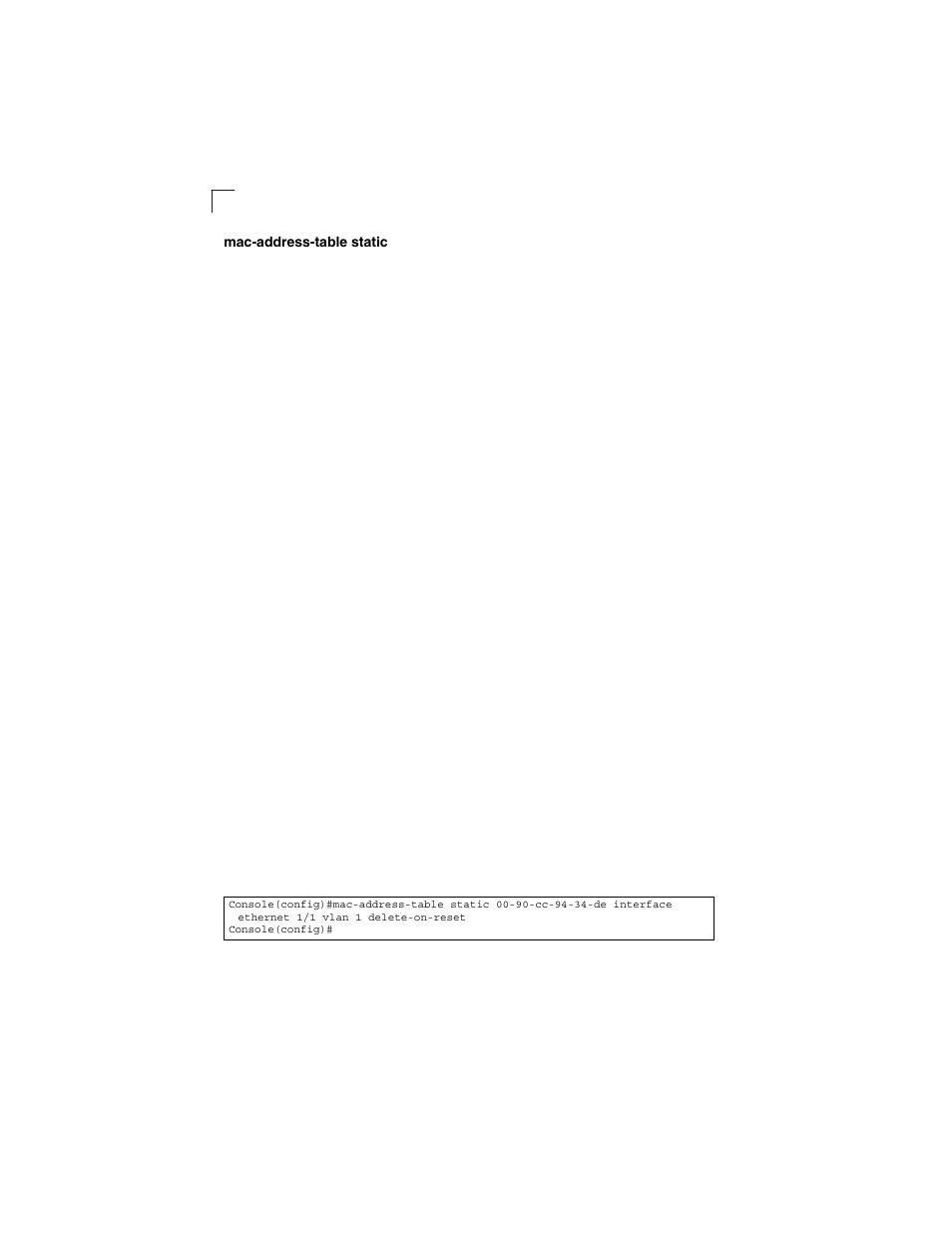 Mac-address-table static, Mac-address-table, Static | Mac-address-table static (4-134) | LevelOne GSW-2692 User Manual | Page 312 / 390