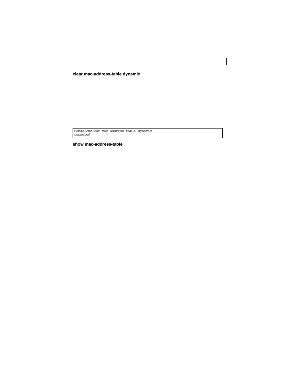 Clear mac-address-table dynamic, Show mac-address-table, Show mac-address-table (4-135) | LevelOne GSW-2692 User Manual | Page 313 / 390