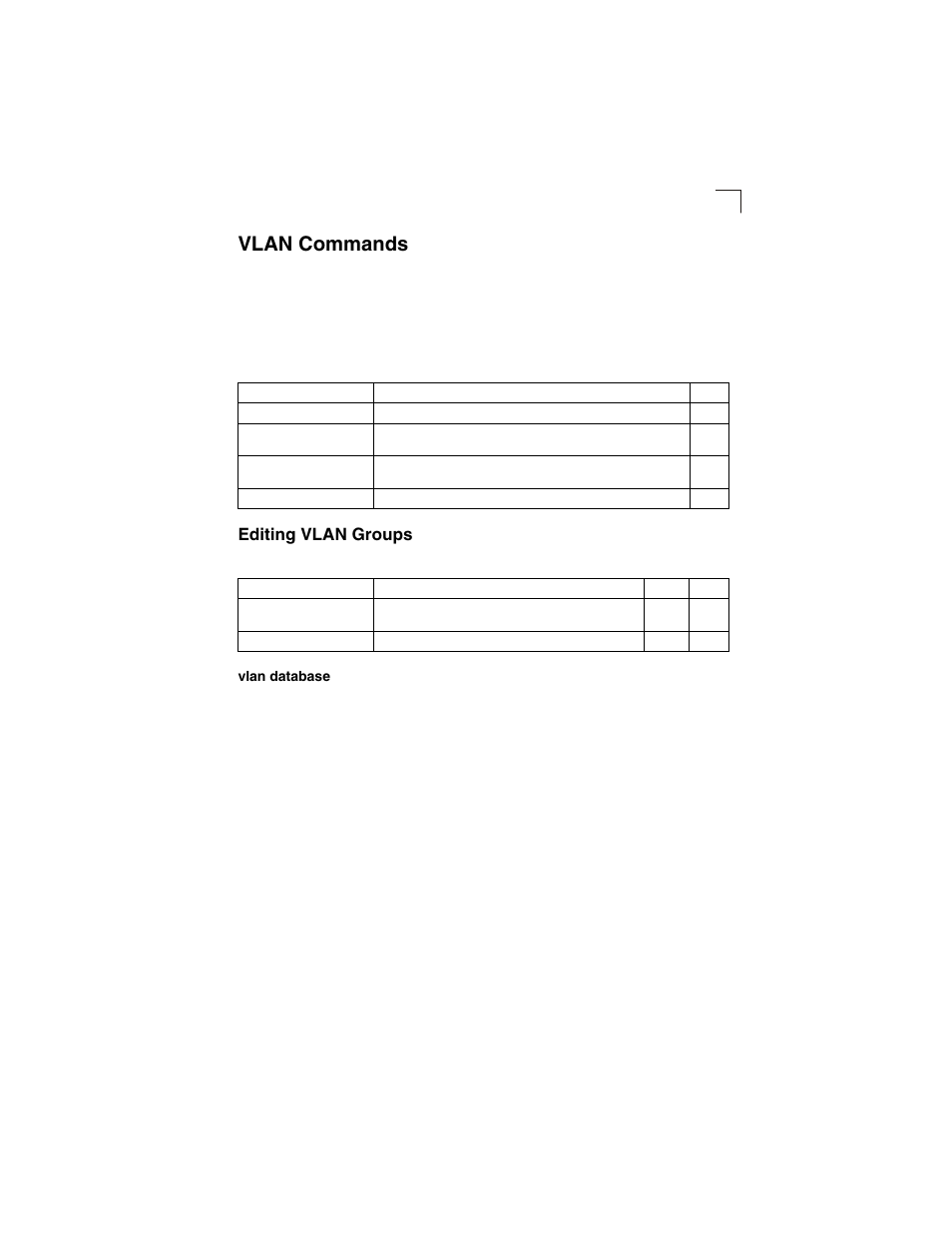 Vlan commands, Editing vlan groups, Vlan database | Table 4-51, Vlans 4-149, Table 4-52 | LevelOne GSW-2692 User Manual | Page 327 / 390