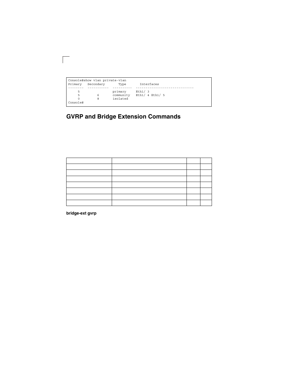 Gvrp and bridge extension commands, Bridge-ext gvrp, Table 4-56 | LevelOne GSW-2692 User Manual | Page 342 / 390