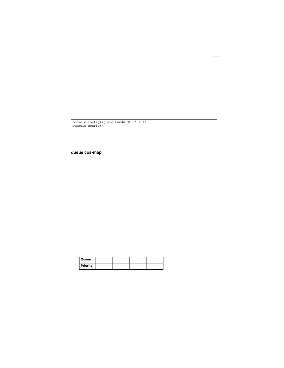 Queue cos-map, Table 4-59, Default cos priority levels | Queue cos-map (4-171) | LevelOne GSW-2692 User Manual | Page 349 / 390