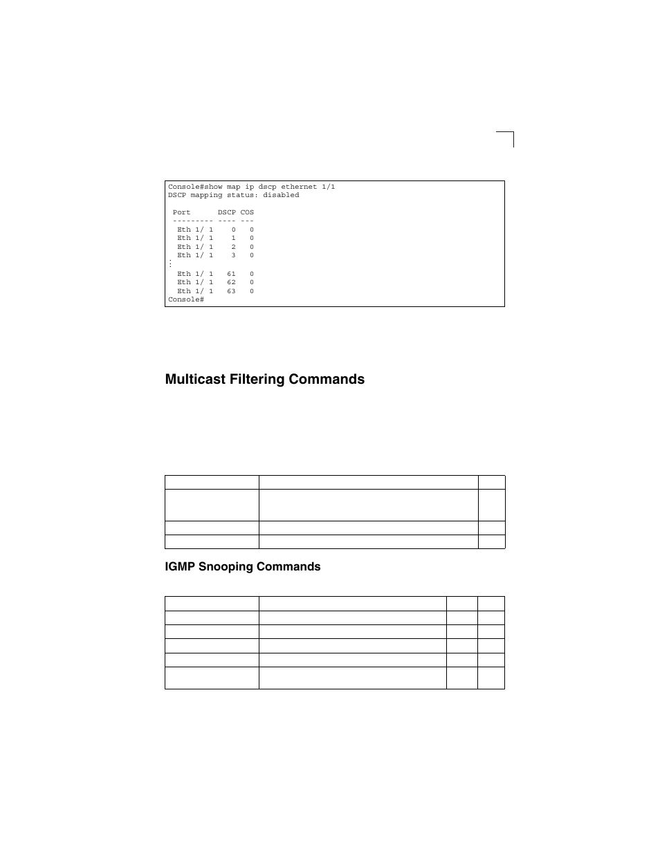 Multicast filtering commands, Igmp snooping commands, Table 4-63 | Table 4-64 | LevelOne GSW-2692 User Manual | Page 359 / 390