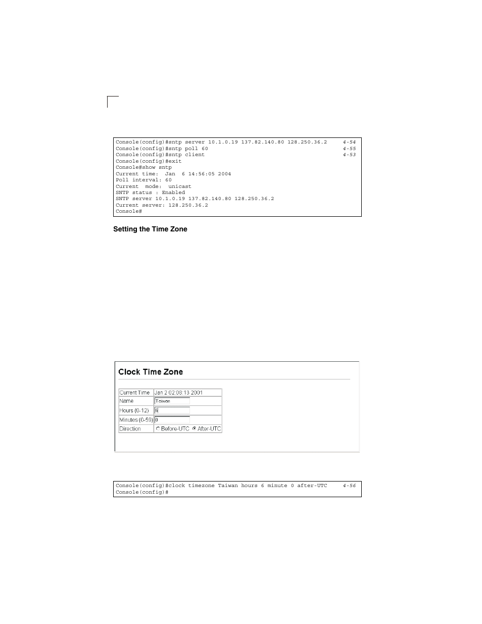 Setting the time zone, Figure 3-21, Setting the system clock | LevelOne GSW-2692 User Manual | Page 68 / 390