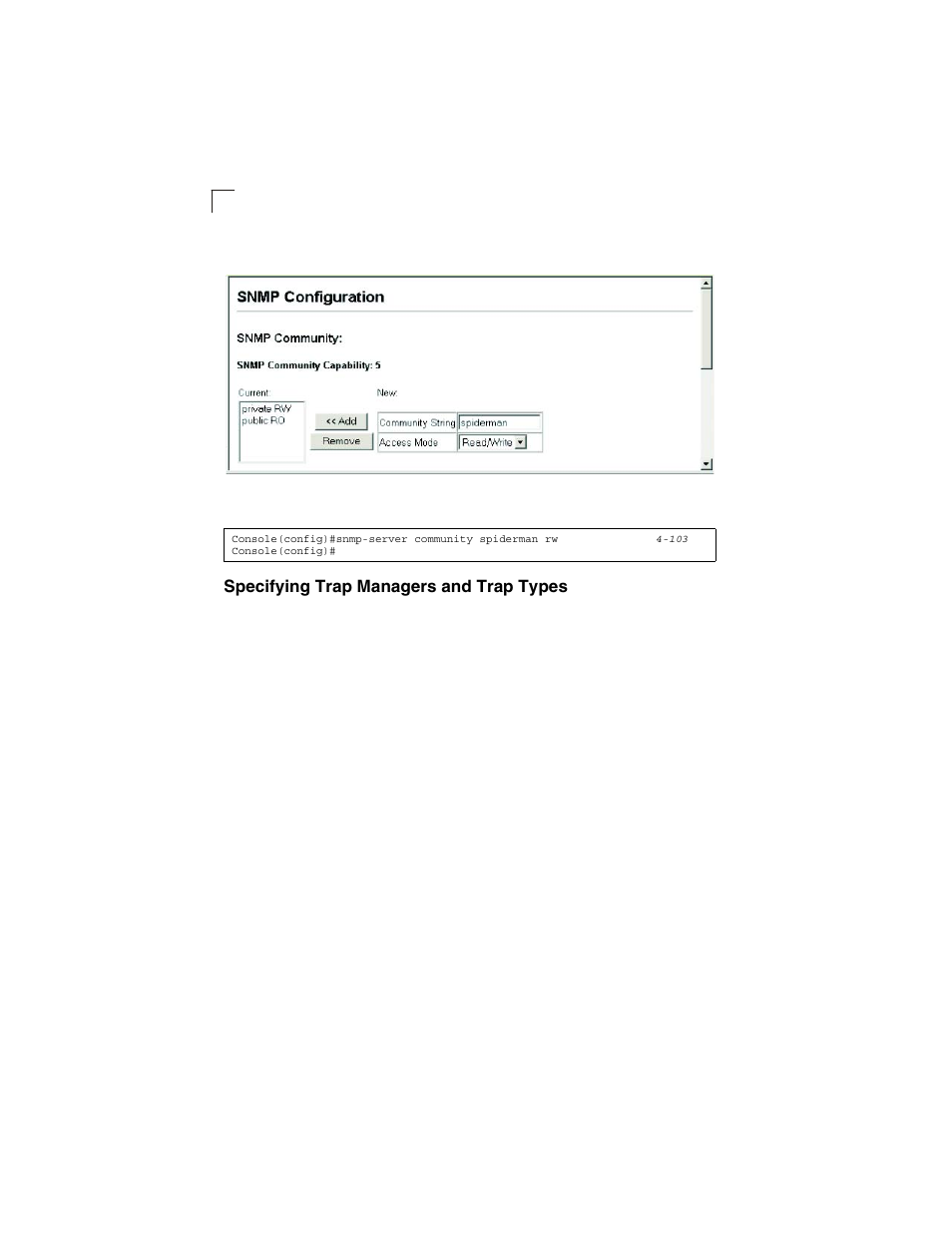 Specifying trap managers and trap types, Figure 3-22, Configuring snmp | LevelOne GSW-2692 User Manual | Page 70 / 390