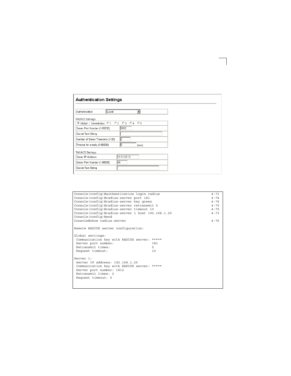 Figure 3-25, Authentication settings | LevelOne GSW-2692 User Manual | Page 75 / 390