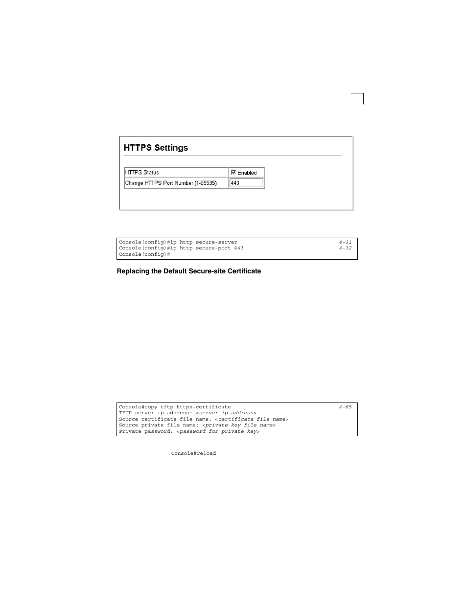 Replacing the default secure-site certificate, Figure 3-26, Https settings | E “replacing the default secure-site | LevelOne GSW-2692 User Manual | Page 77 / 390