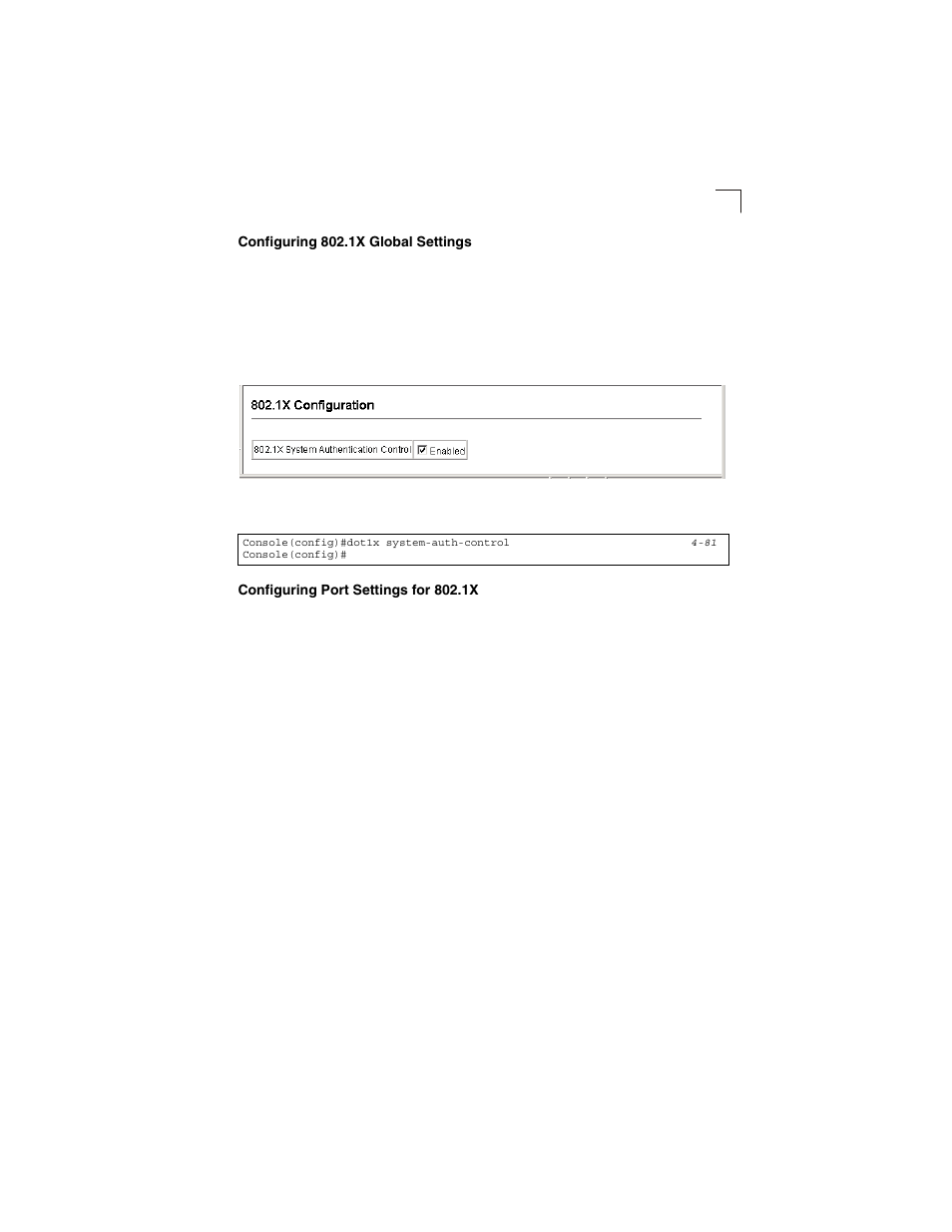 Configuring 802.1x global settings, Configuring port settings for 802.1x, Figure 3-31 | 1x global configuration | LevelOne GSW-2692 User Manual | Page 87 / 390