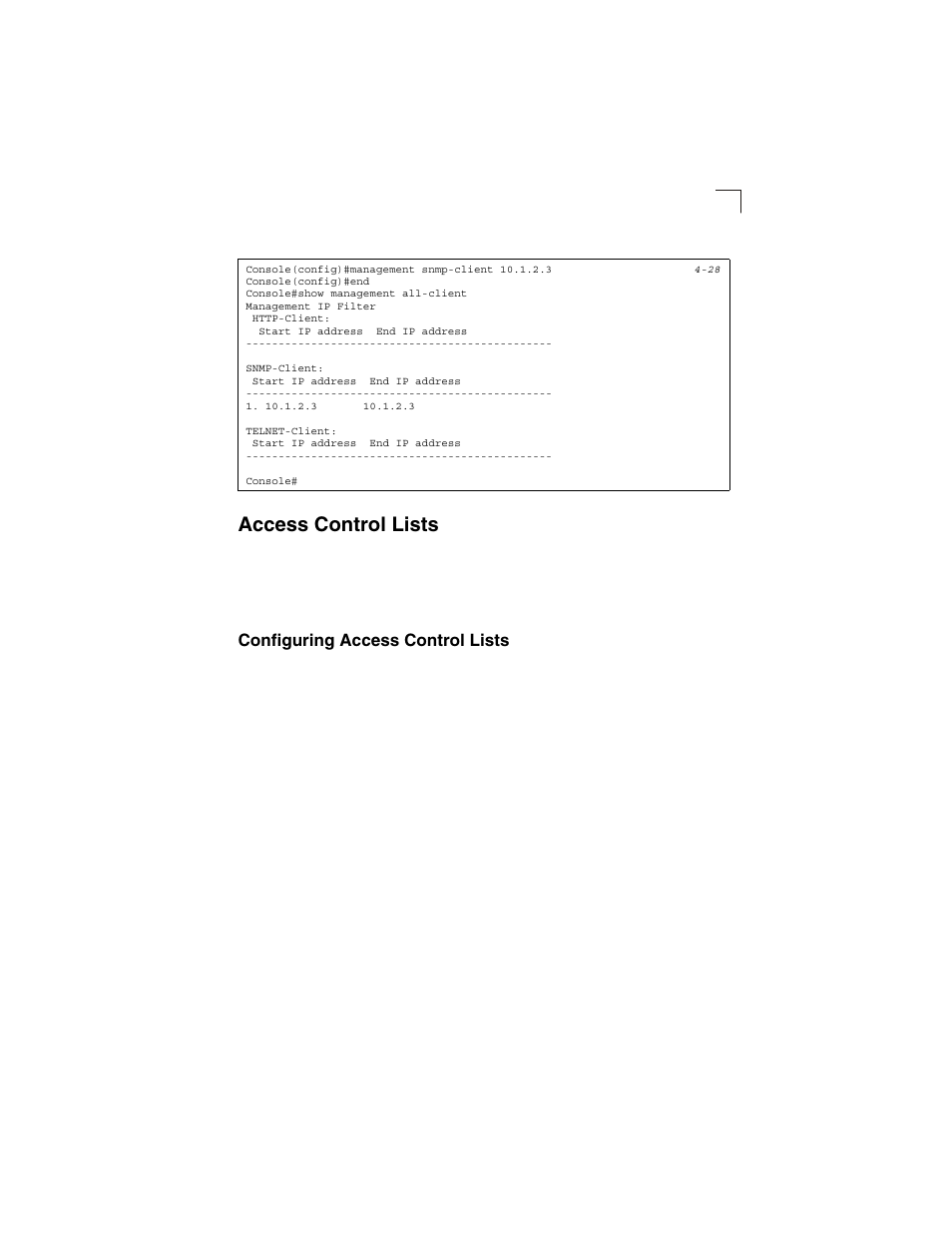 Access control lists, Configuring access control lists | LevelOne GSW-2692 User Manual | Page 93 / 390