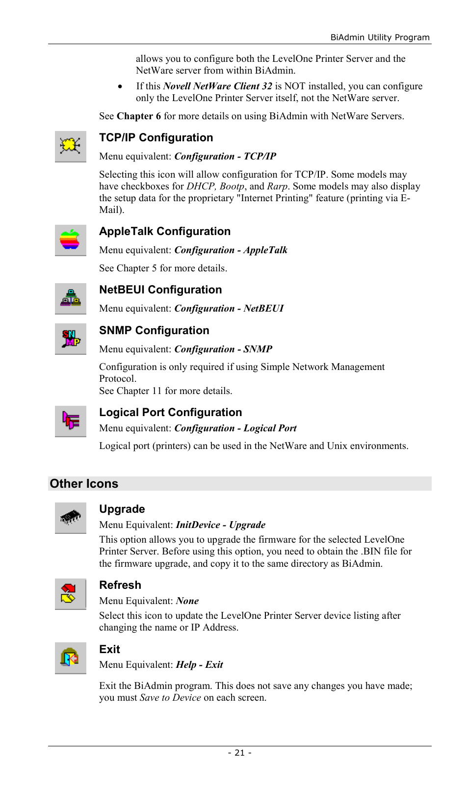 Other icons | LevelOne FPS-2013TXU User Manual | Page 24 / 101