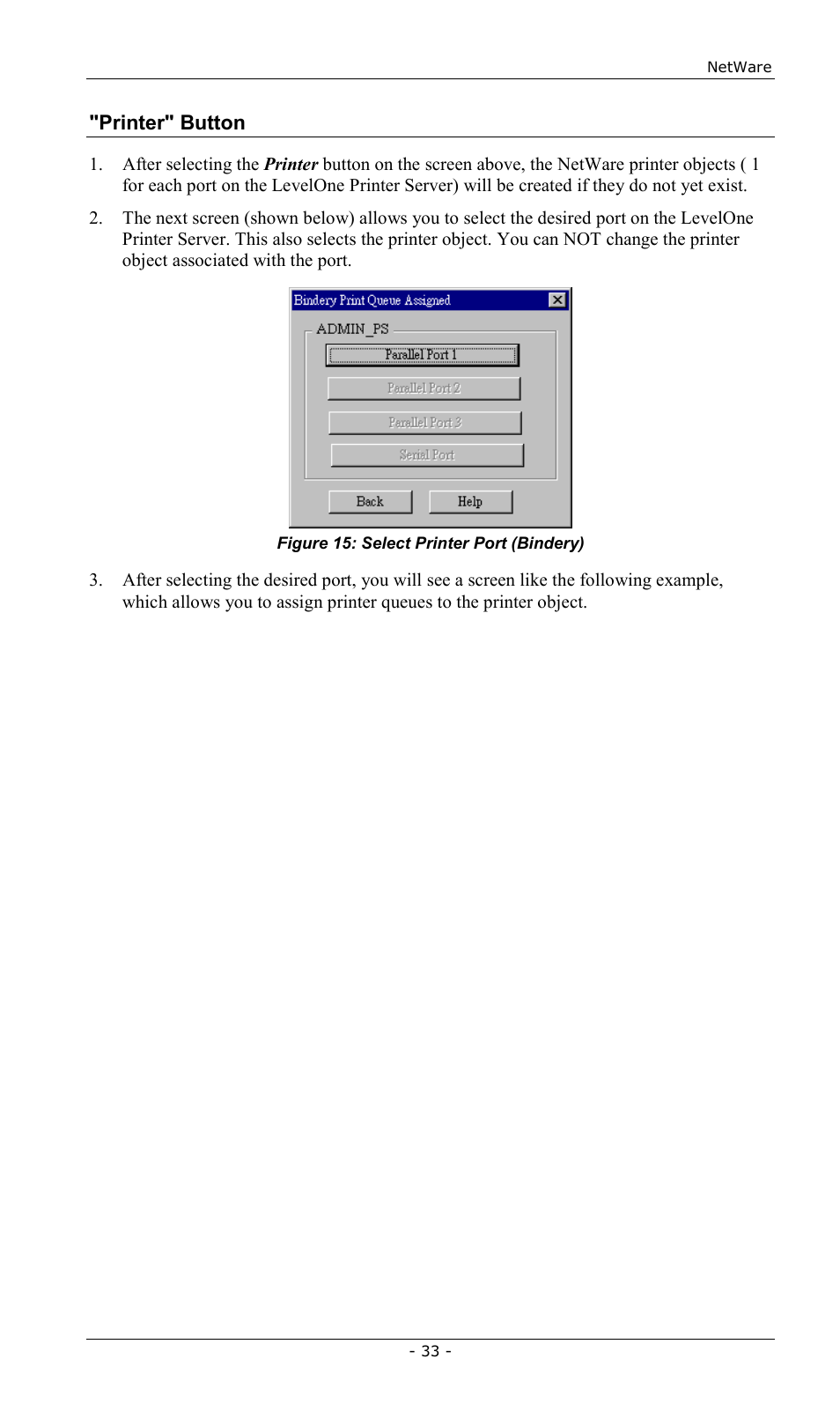 Printer" button | LevelOne FPS-2013TXU User Manual | Page 36 / 101