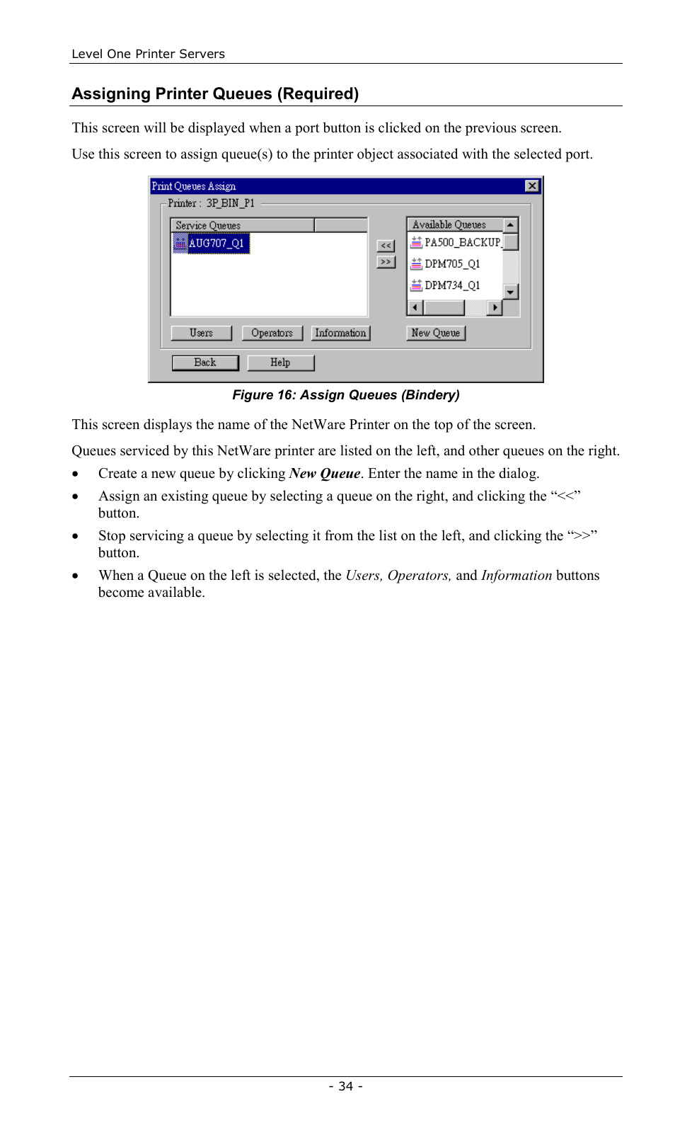 Assigning printer queues (required) | LevelOne FPS-2013TXU User Manual | Page 37 / 101