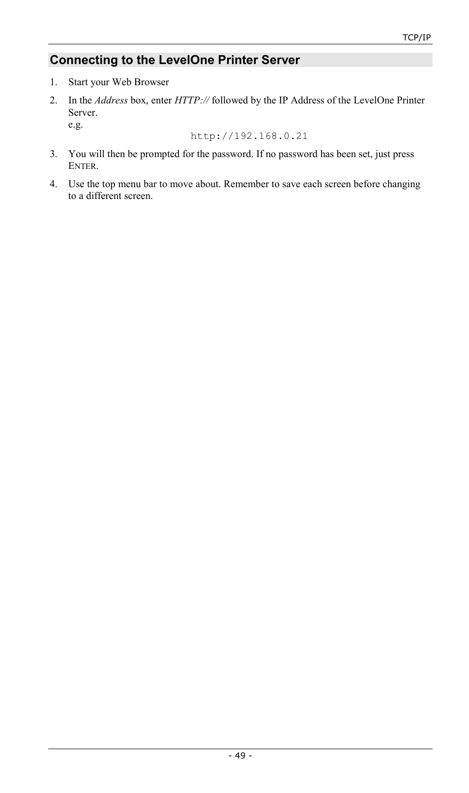 Connecting to the levelone printer server | LevelOne FPS-2013TXU User Manual | Page 52 / 101